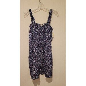 NWT WALKING ON SUNSHINE Girls Floral Print Dress Blue Size Large